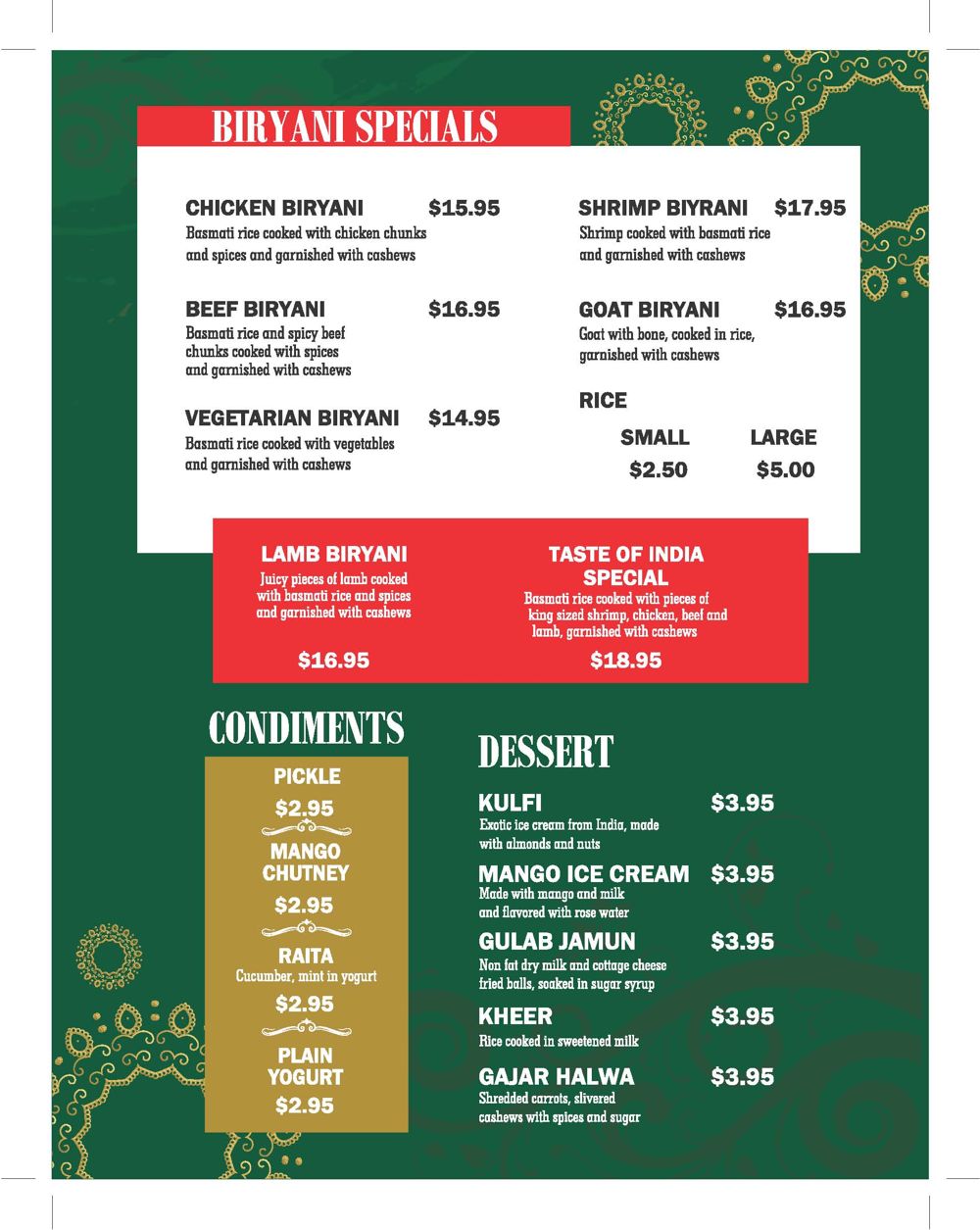 Indian Food Madison WI Buffet Curry Spice Take Out